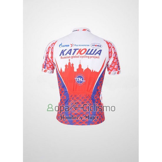 Katusha Ropa Ciclismo Culotte Corto 2011 Mangas Cortas Blanco y Rojo